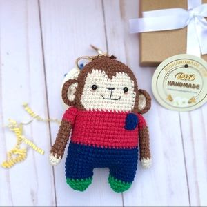 Crochet Monkey Keychain- Car Rear View Hanging